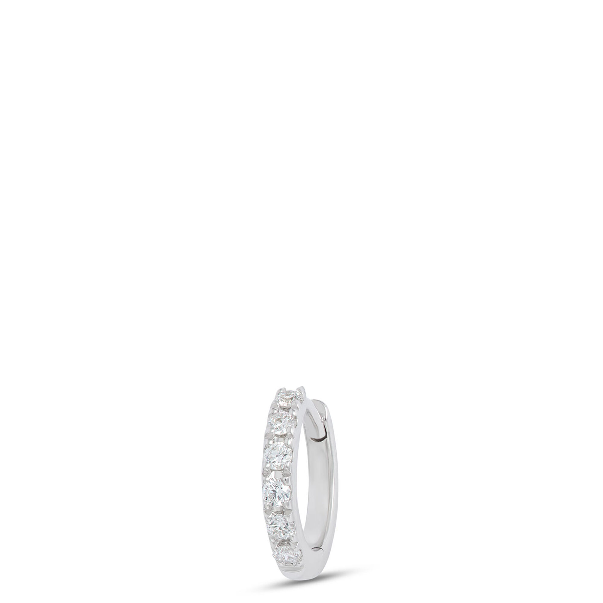 Single Diamond Hoop Earring, 14K White Gold