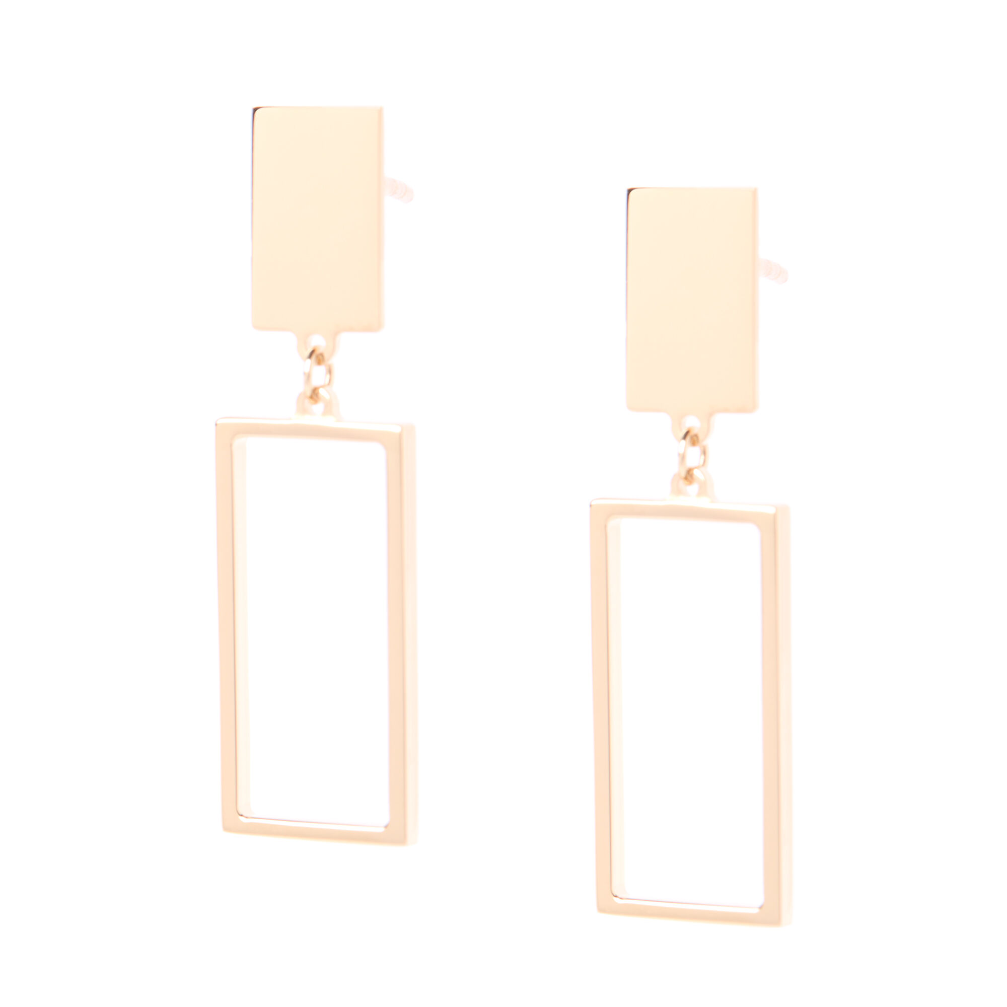 Toscano Open Rectangle Drop Earrings 14K Yellow