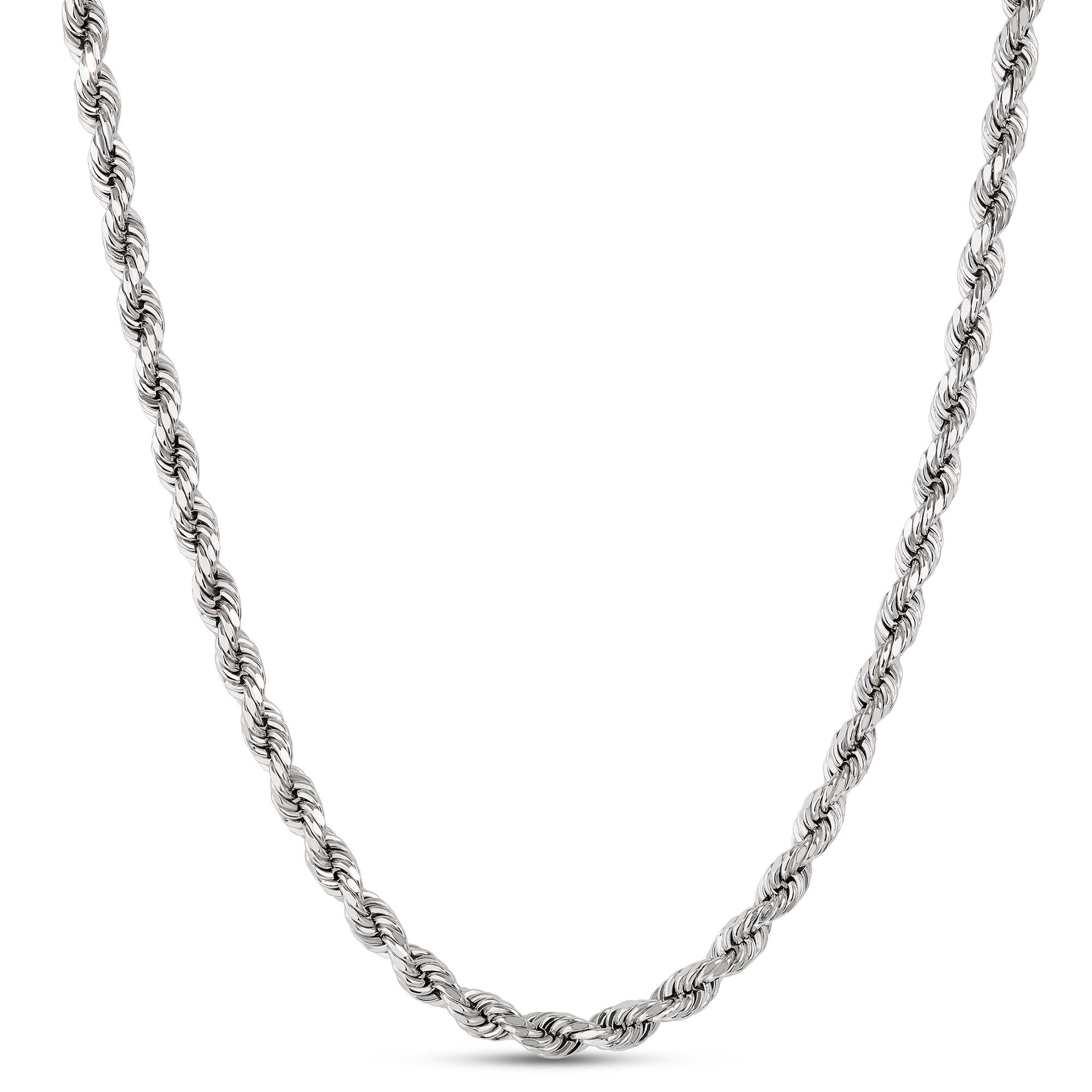 24-Inch Rope Link Necklace, 14K White Gold