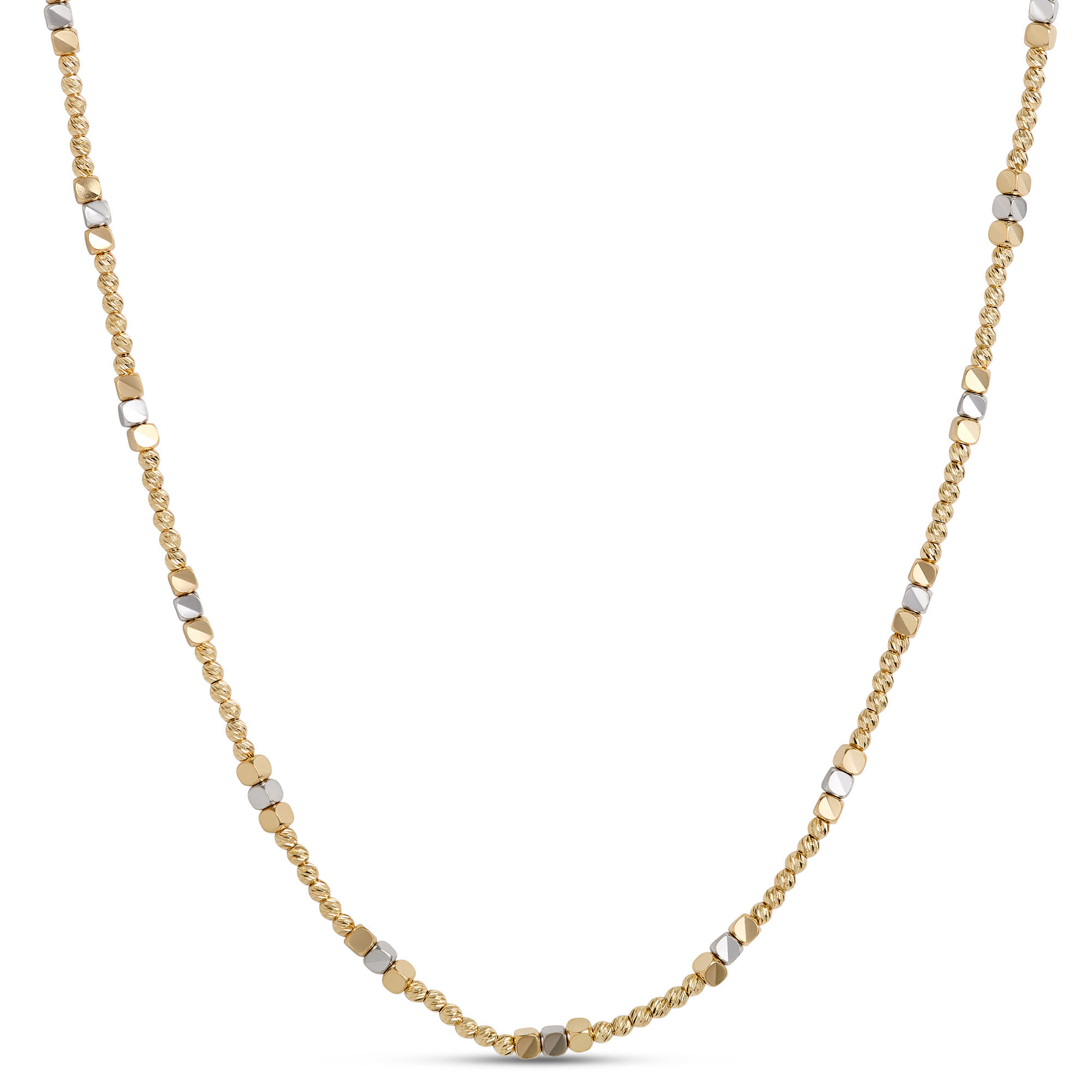 Toscano 18-Inch Alternating Bead Necklace, 14K Yellow Gold