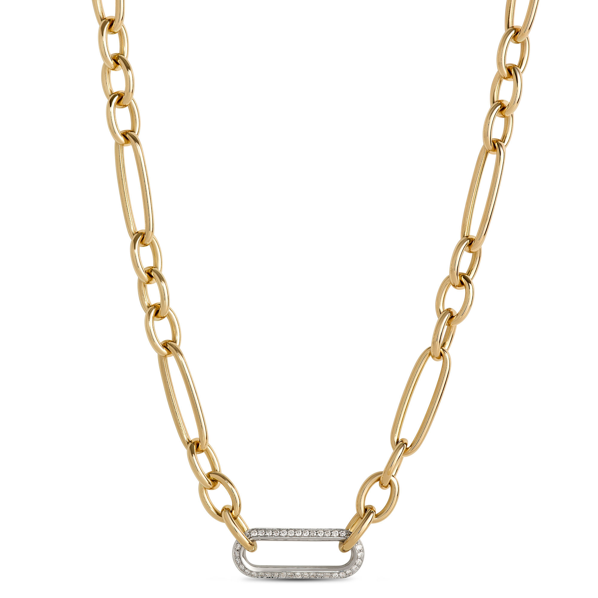 Toscano with Diamonds 18-Inch Chain, 18K Yellow Gold