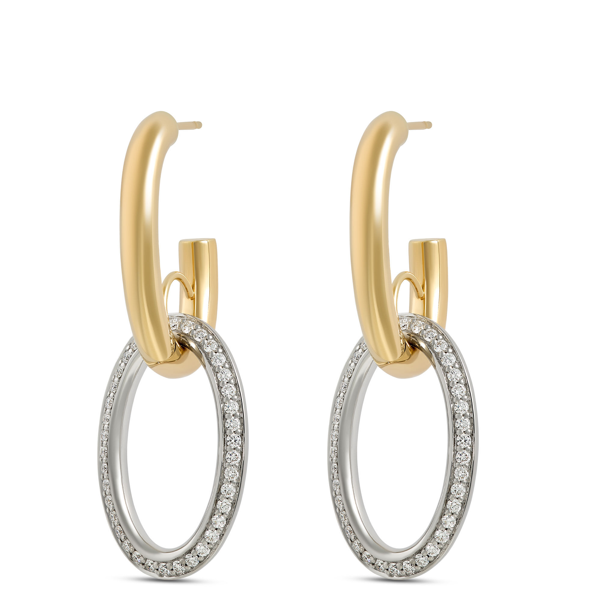 Toscano Oval Drop Diamond Earrings, 18K Yellow Gold