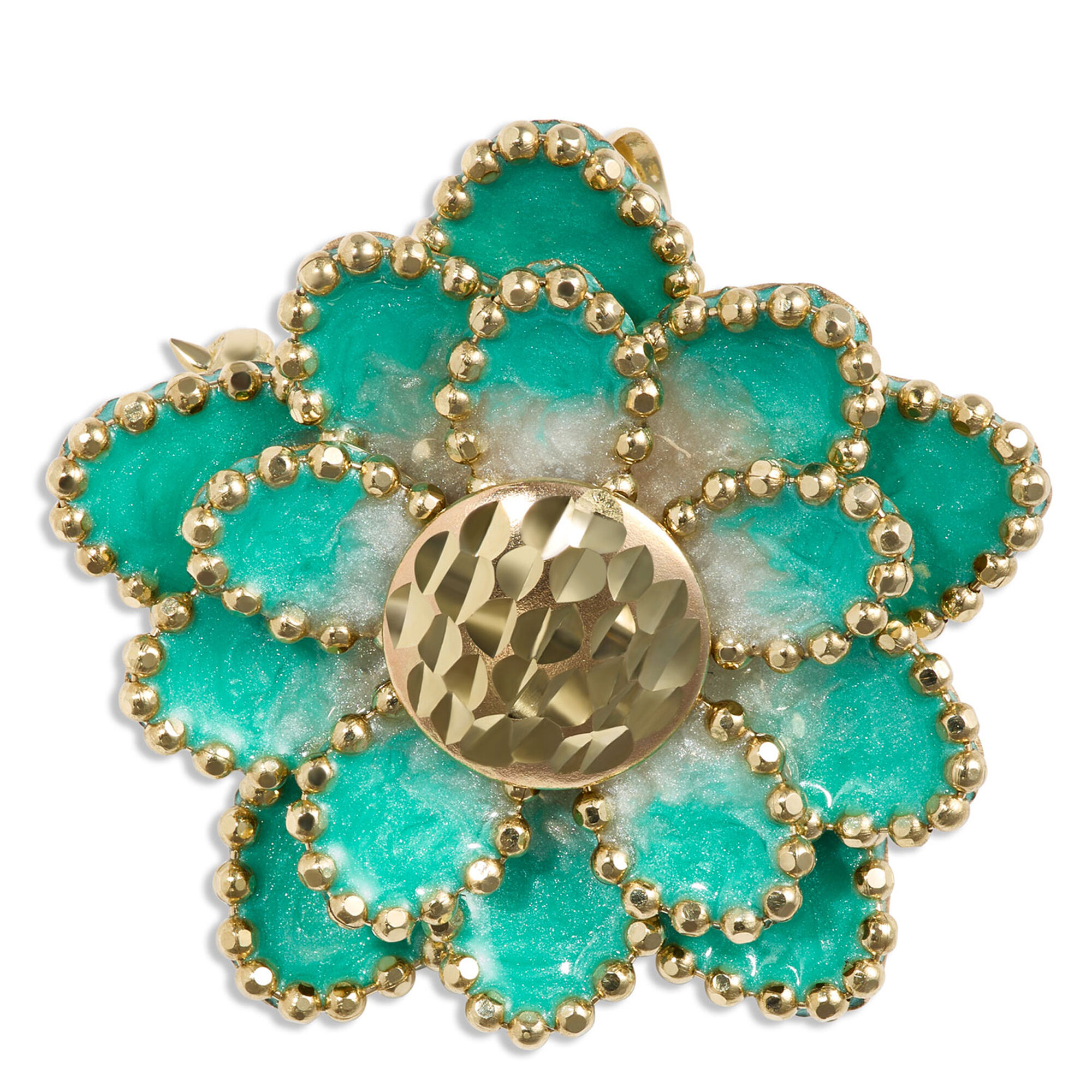 Toscano Enamel Floral Brooch, 14K Yellow Gold