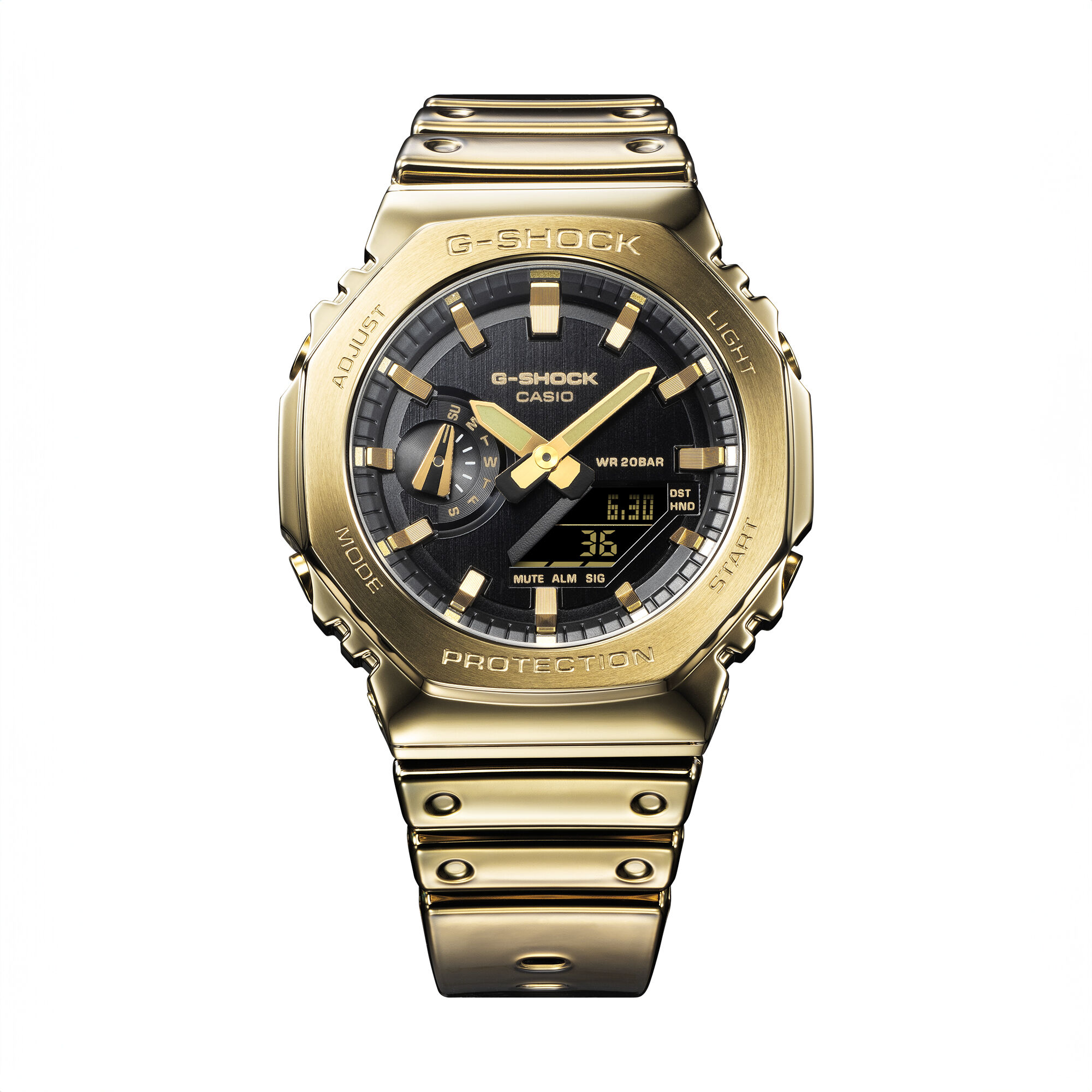 G-Shock G-Steel Fine Metallic Vapor Gold 2100 Series Black Mother-of-Pearl Dial Watch, 44.4mm