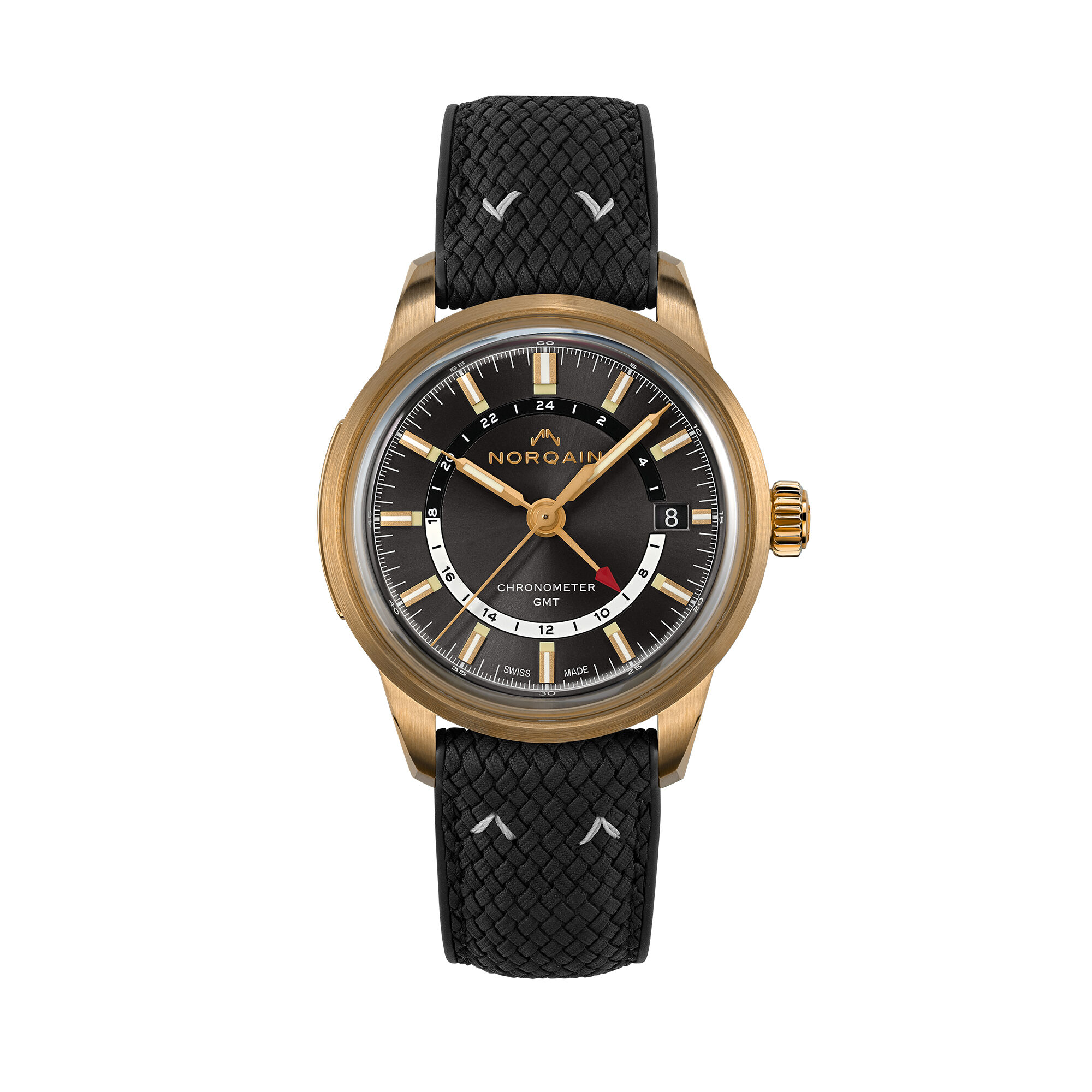 NORQAIN Freedom 60 GMT Bronze Anthracite Black Dial Watch, 40mm