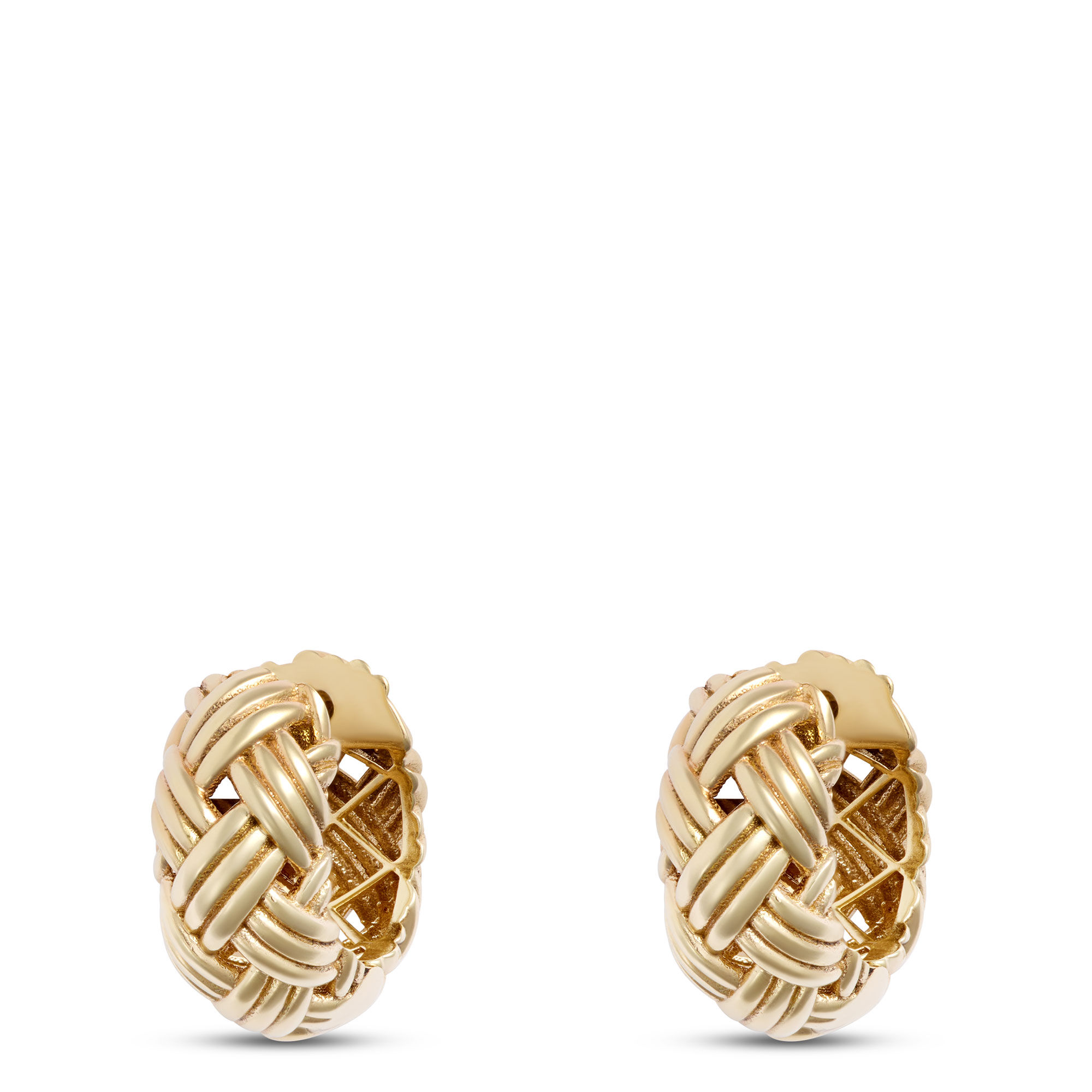 Toscano Basket Weave Hoops, 14K Yellow Gold