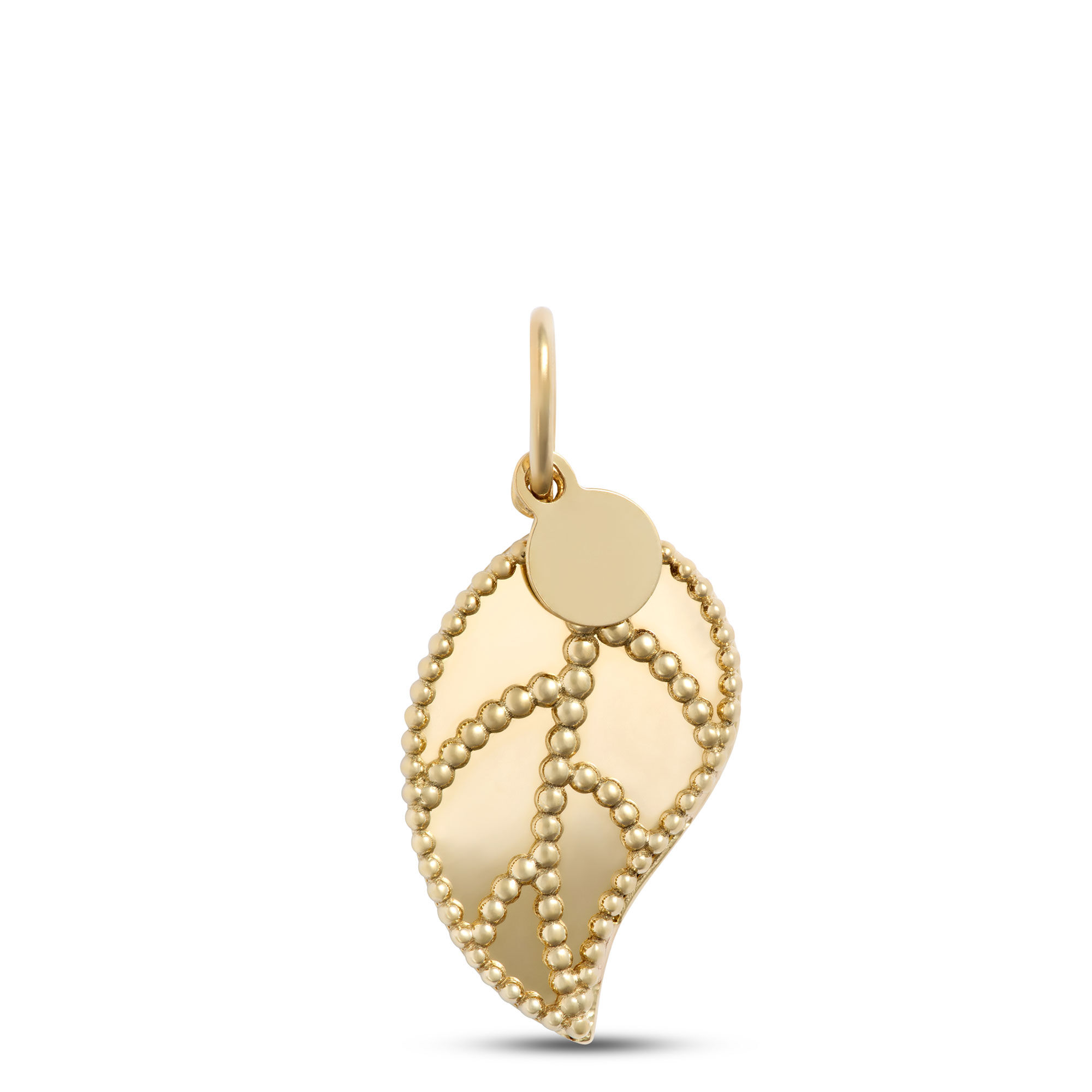 Toscano Shiny Leaf Charm, 14K Yellow Gold