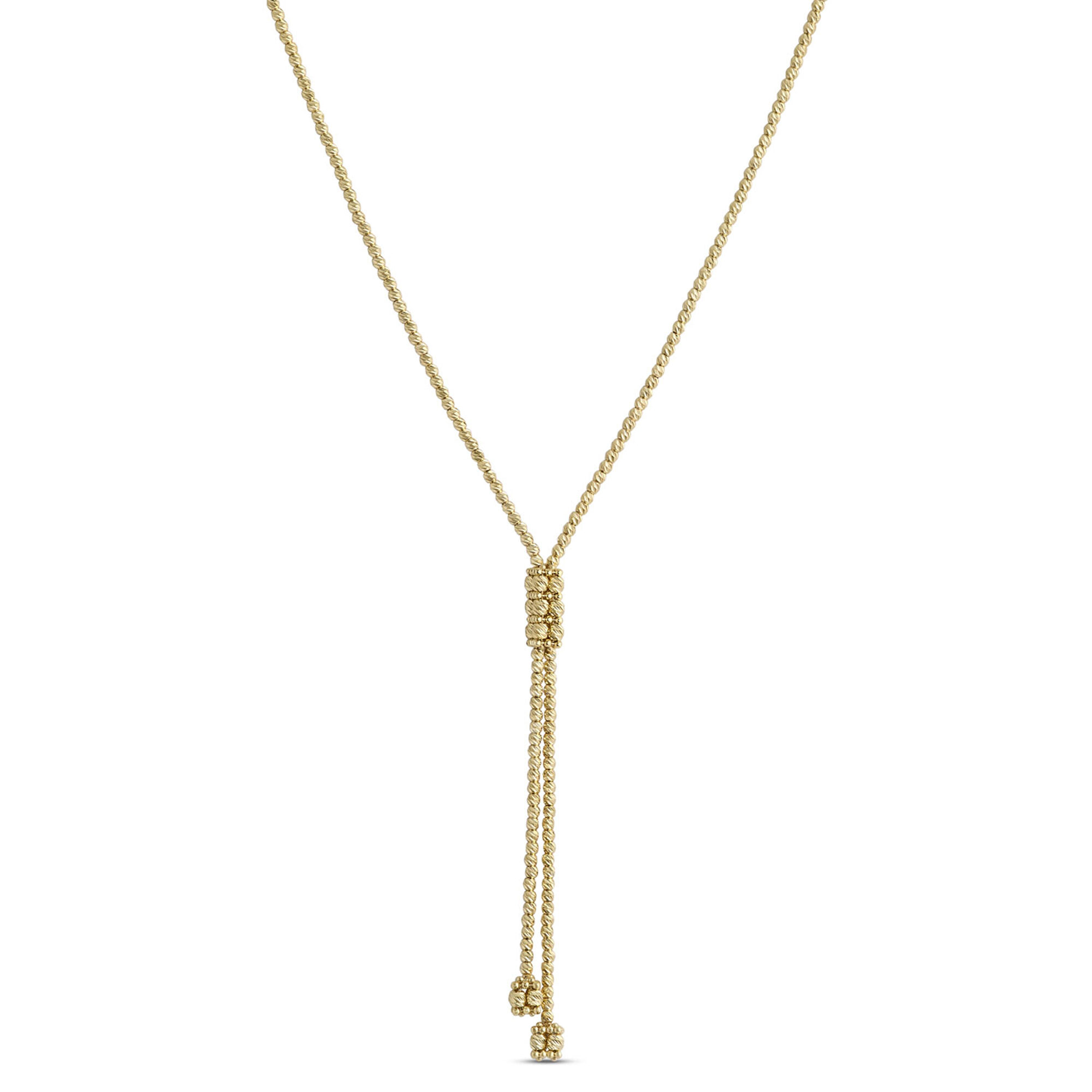 Toscano 18-Inch Beaded Y Necklace, 14K Yellow Gold