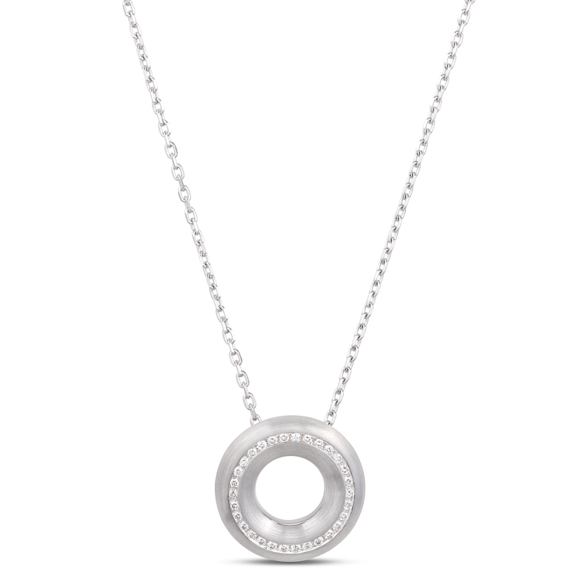 Diamond Donut Pendant, Sterling Silver