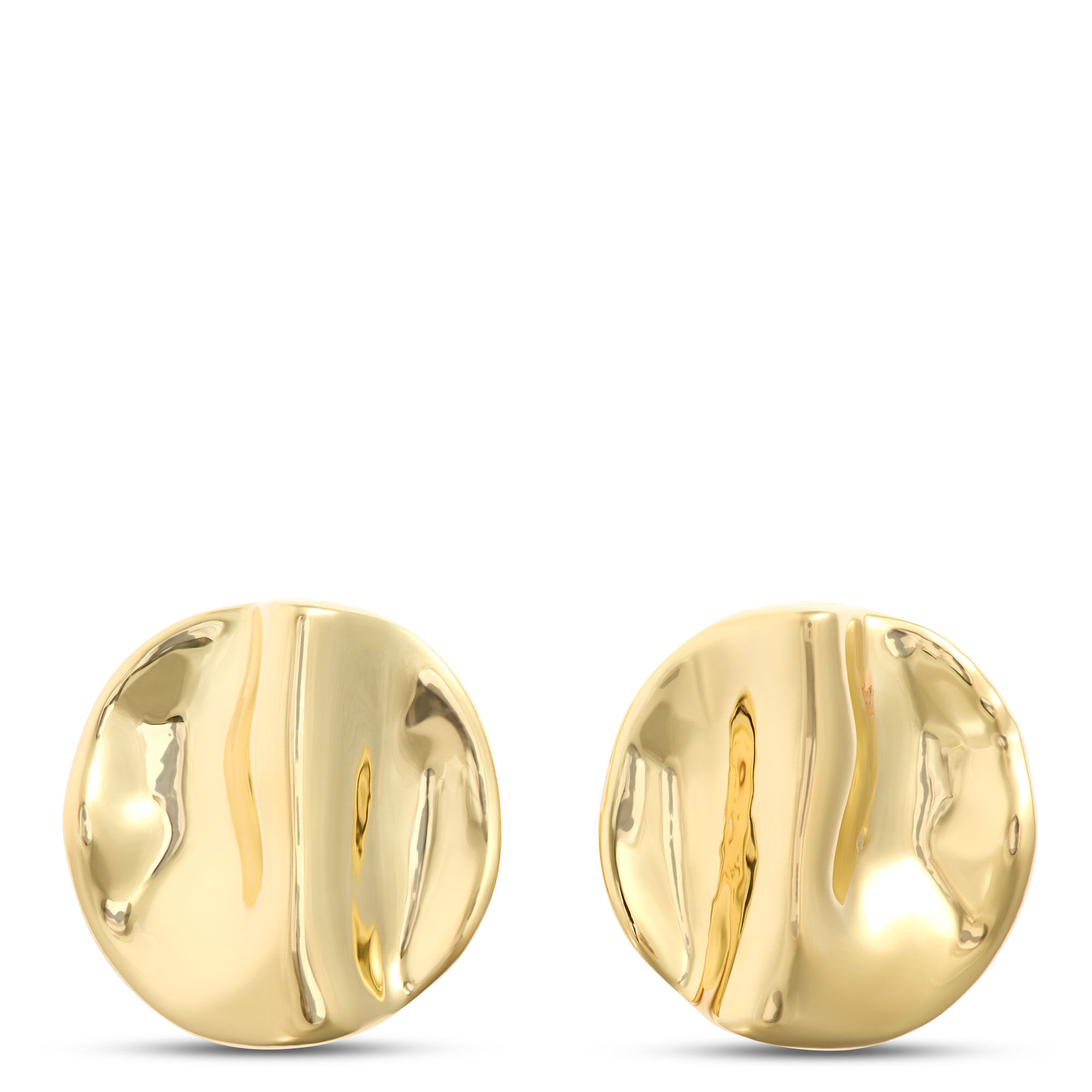 Toscano 20MM Rippled Button Stud Earrings, 14K Yellow Gold