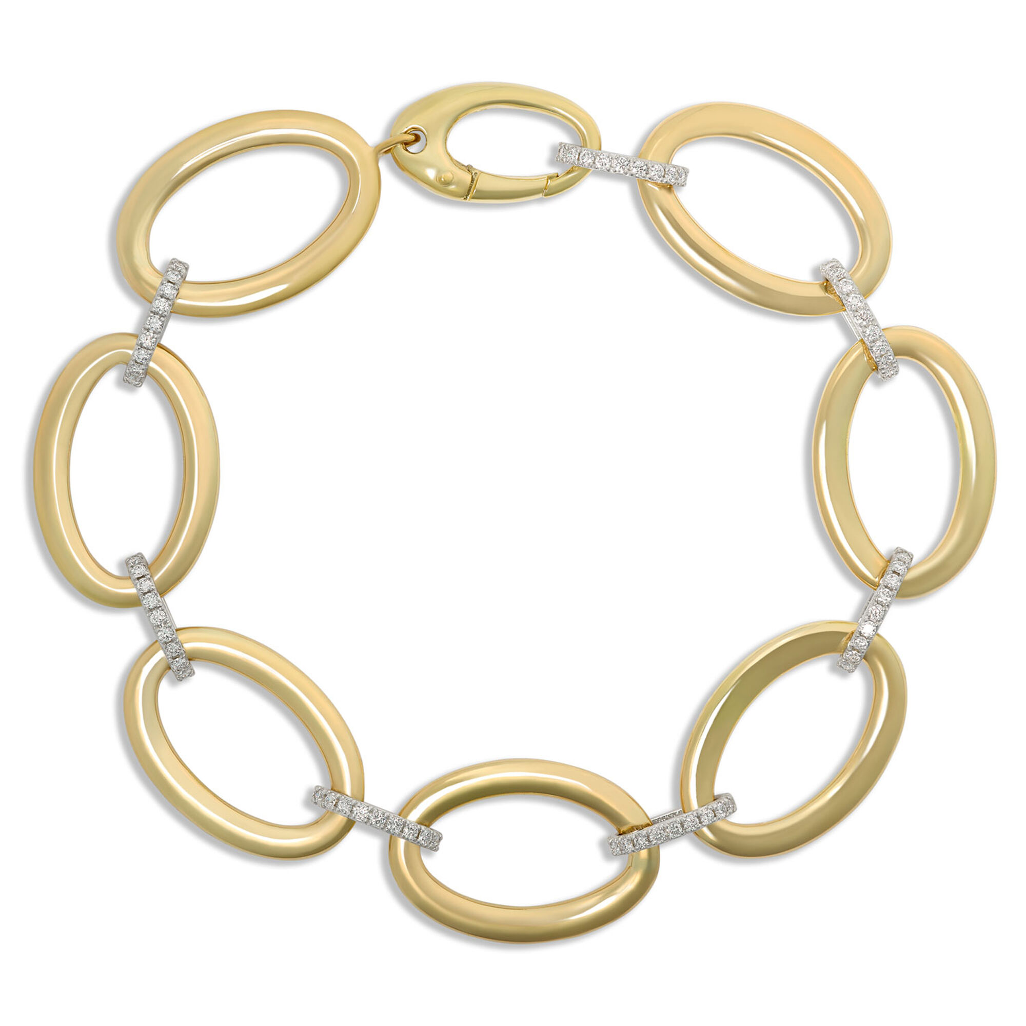 Toscano 7-Inch Oval Link Bracelet with Diamonds, 18K Yellow Gold