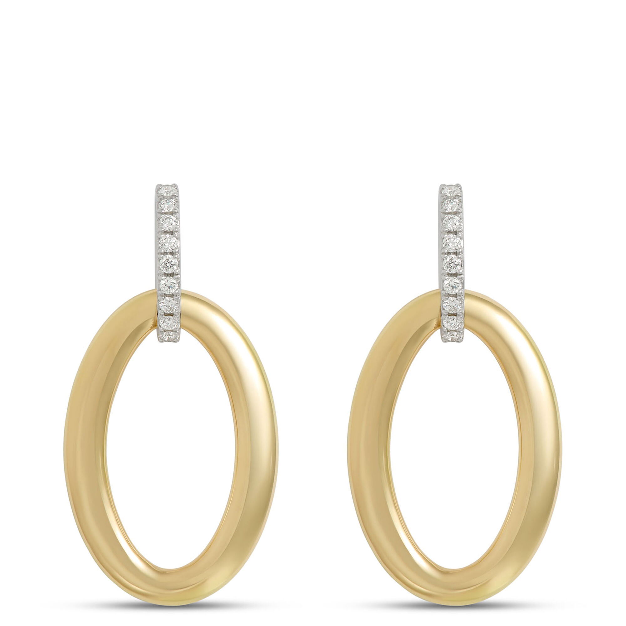 Toscano Door Knocker Earrings with Diamonds, 18K Yellow Gold