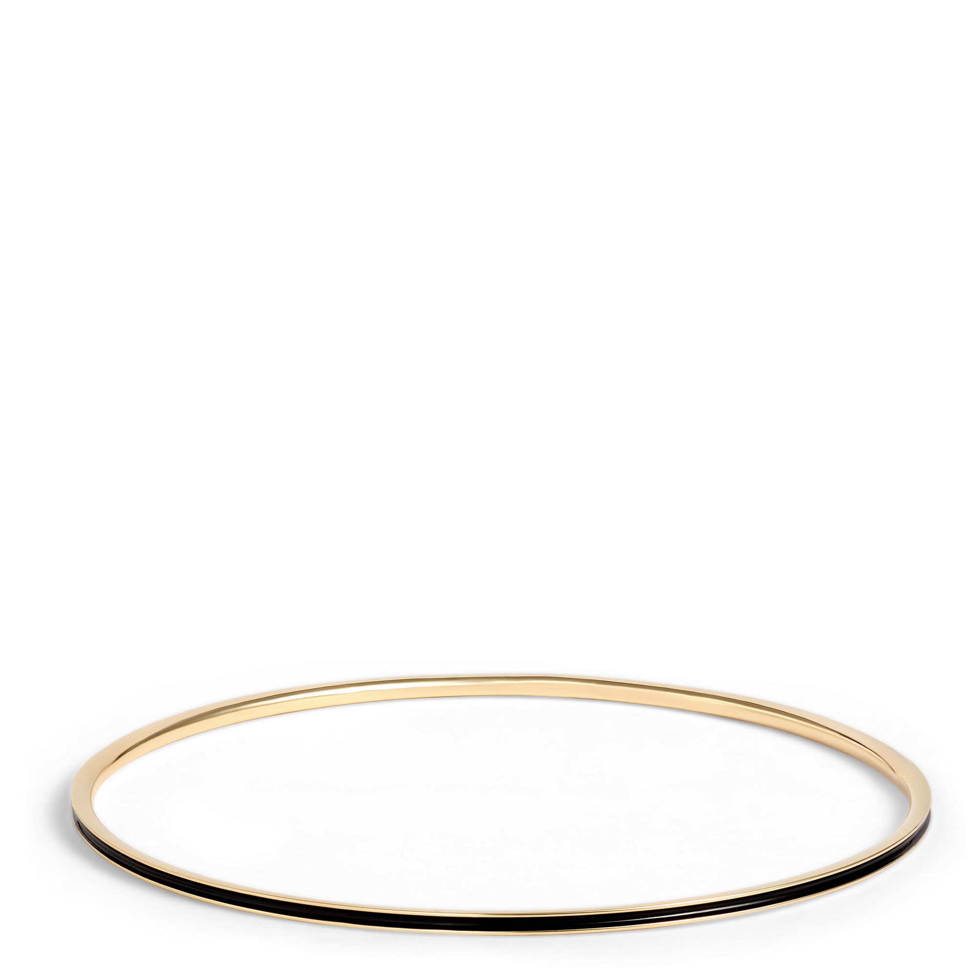 Toscano Black Enamel Slip On Bangle, 14K Yellow Gold