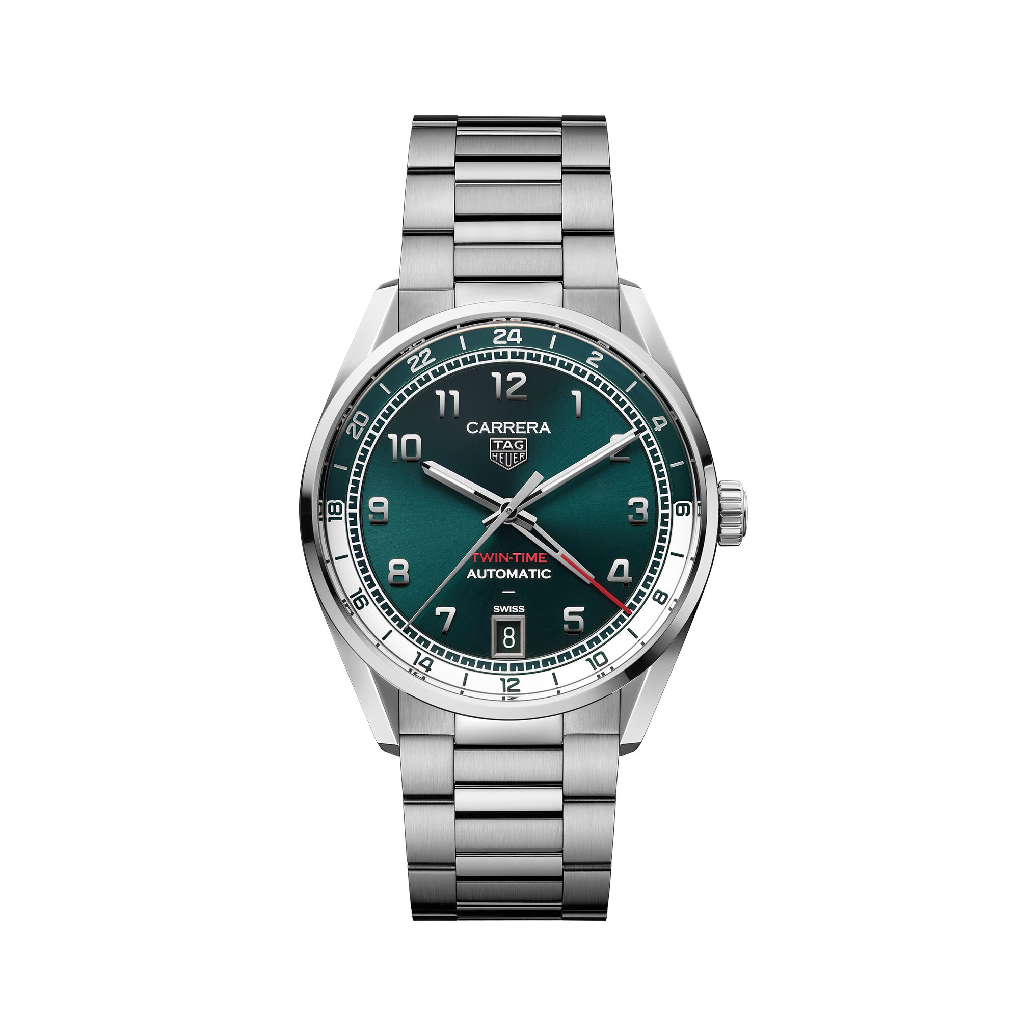 TAG Heuer Carrera Date Twin-Time Green Dial Watch, 41mm