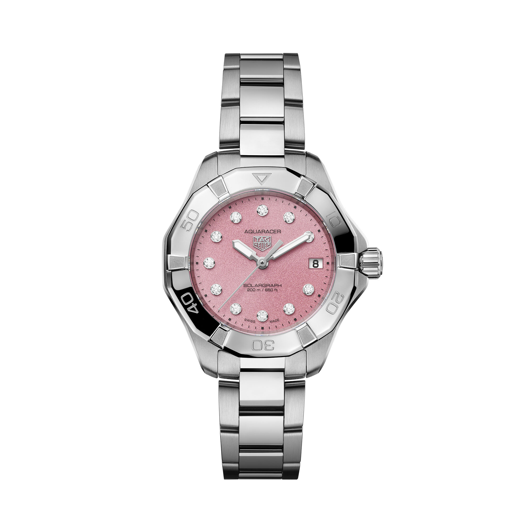 TAG Heuer Aquaracer Professional 200 Solargraph Pink Dial Watch, 34mm