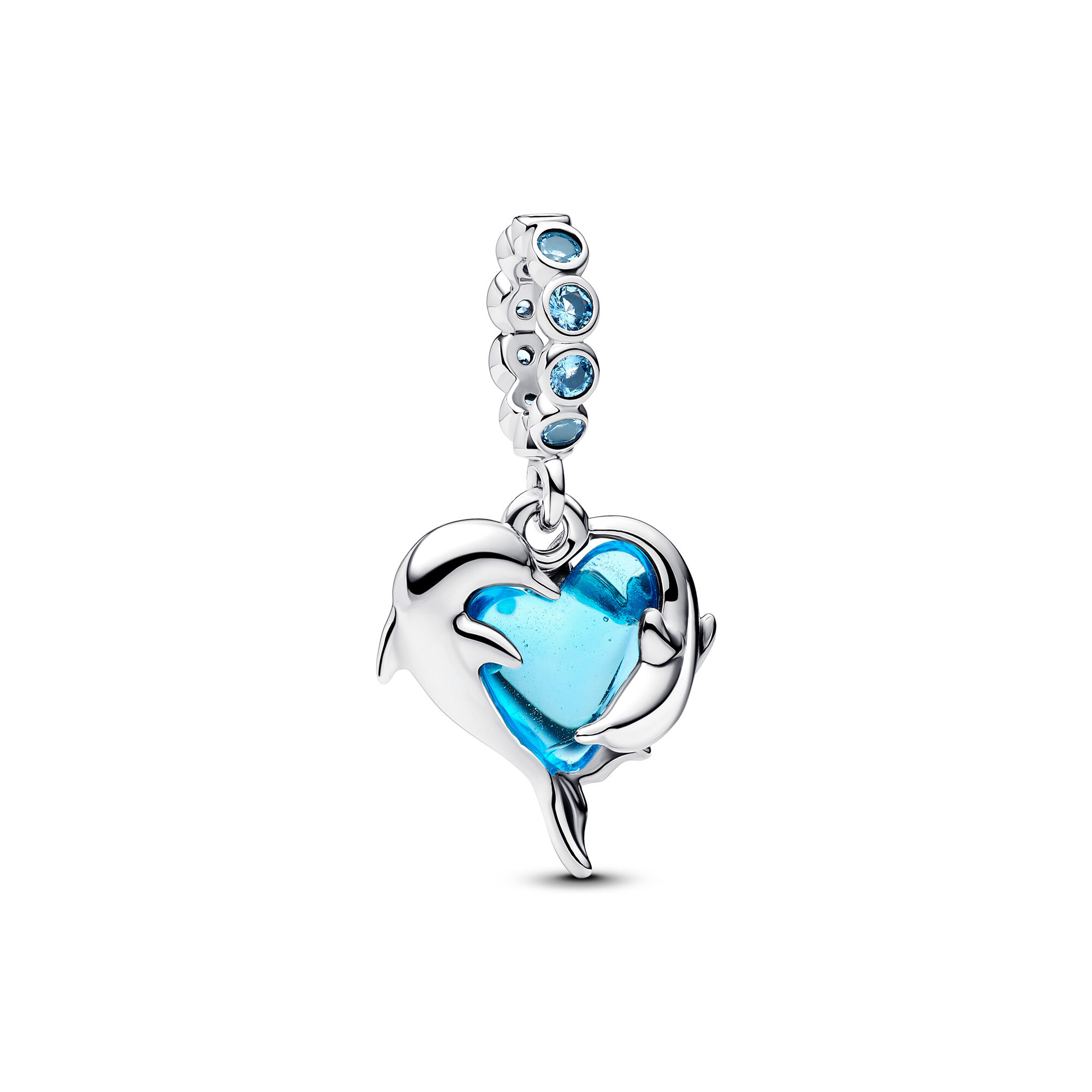 Pandora Blue Murano Glass Dolphins Dangle Charm