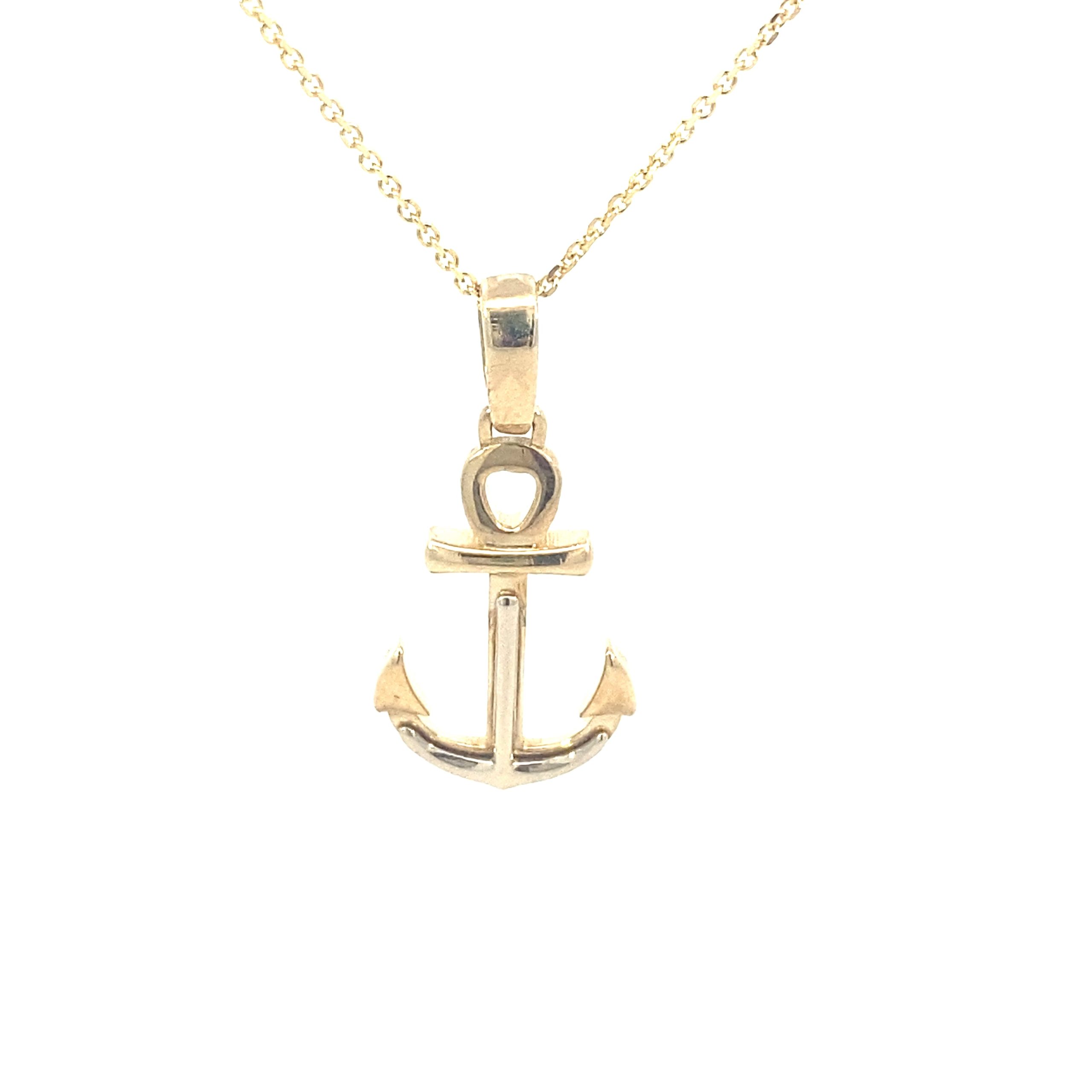 14K Gold Small Anchor Two Tone