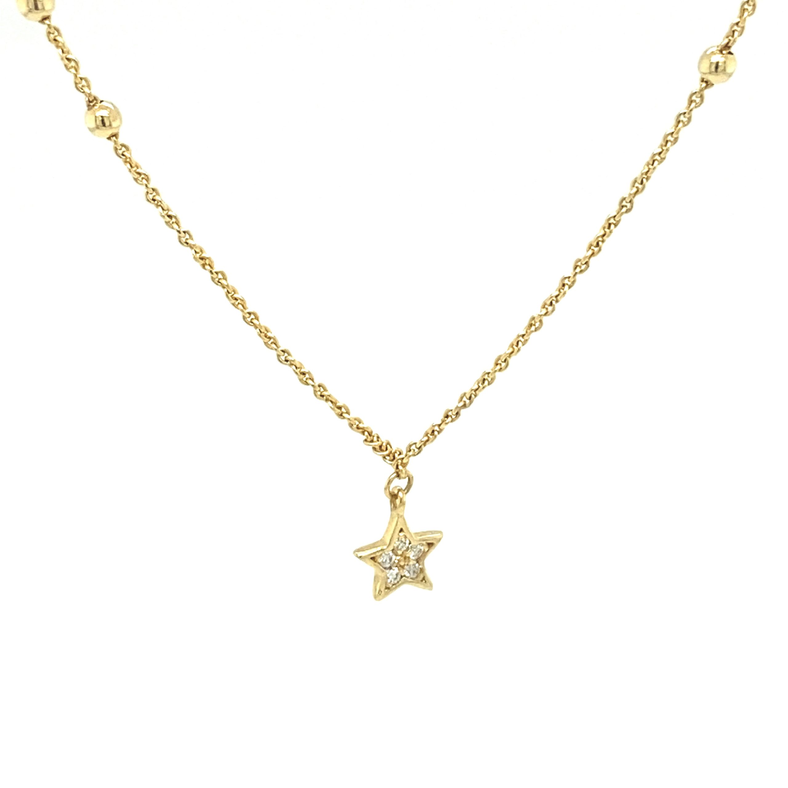 14k Diamond Gold Star 7 Crescent