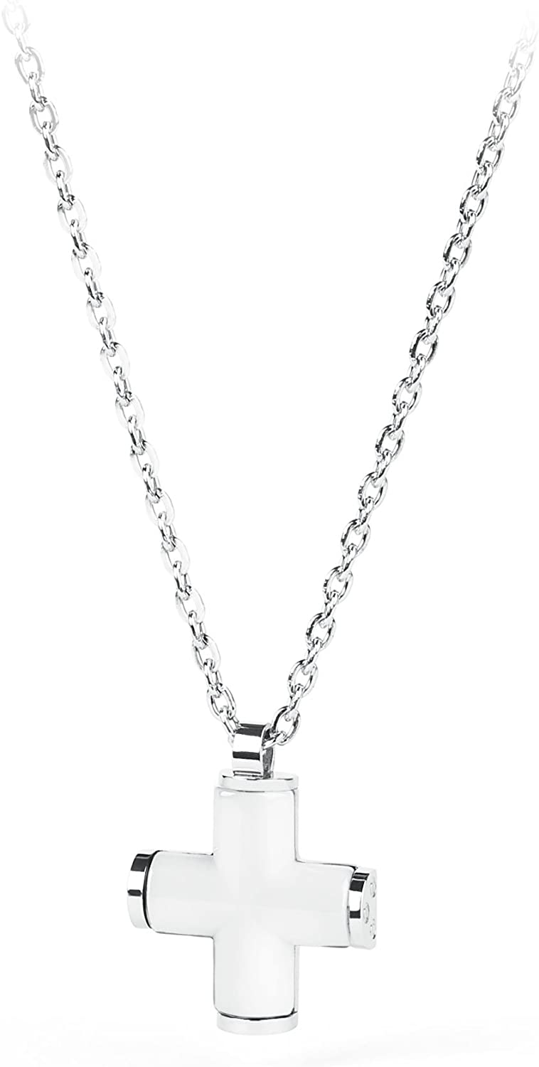Lounge White Cross Necklace (Silver)