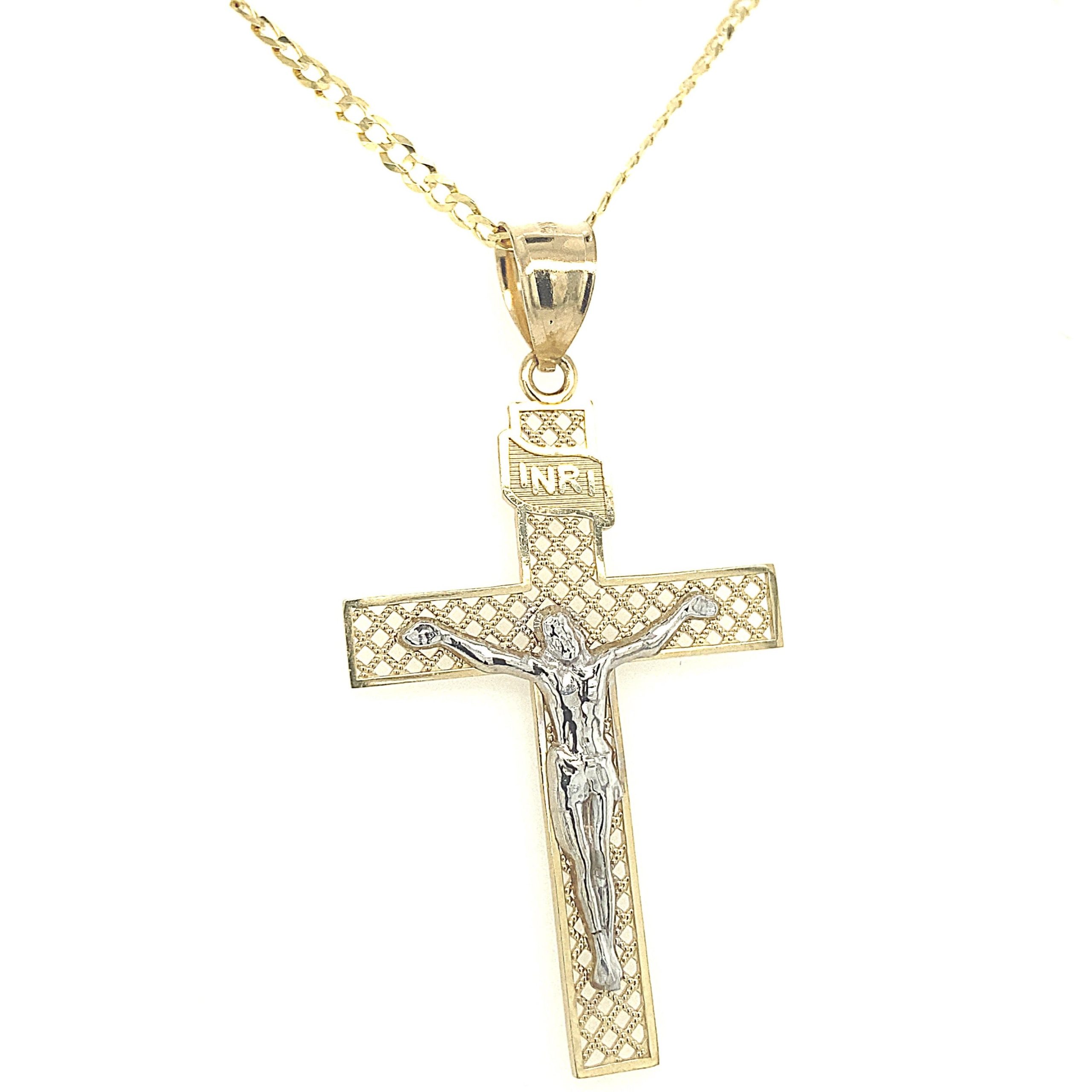 14K Cross Christ White Gold