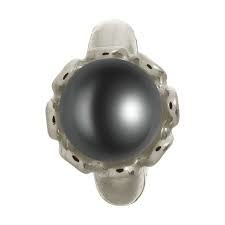 Black Pearl Flower Charm (Silver/Black)