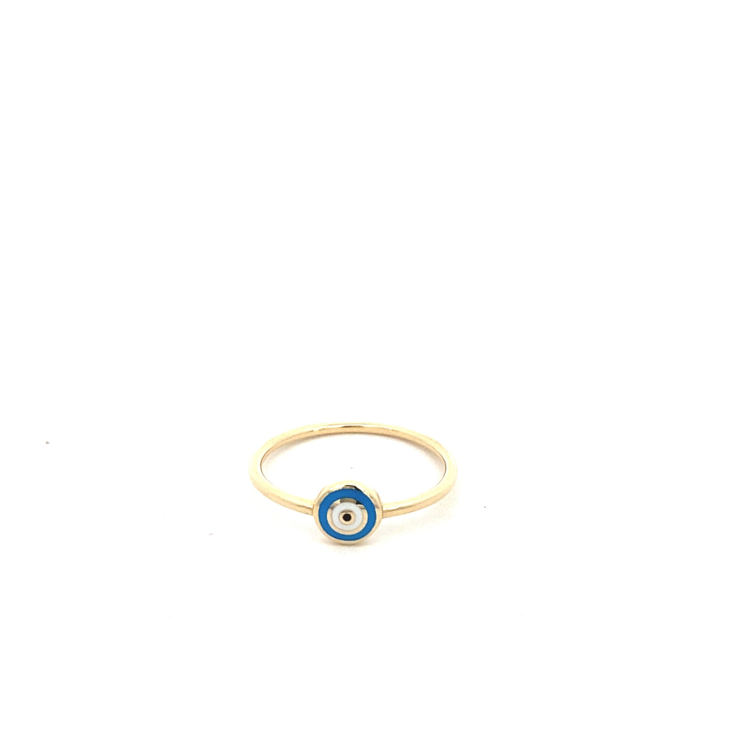 14K Gold Blue Evil Eye Ring