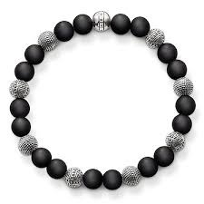 Forever Rebel Obsidian Stones Bracelet (Silver/Black)