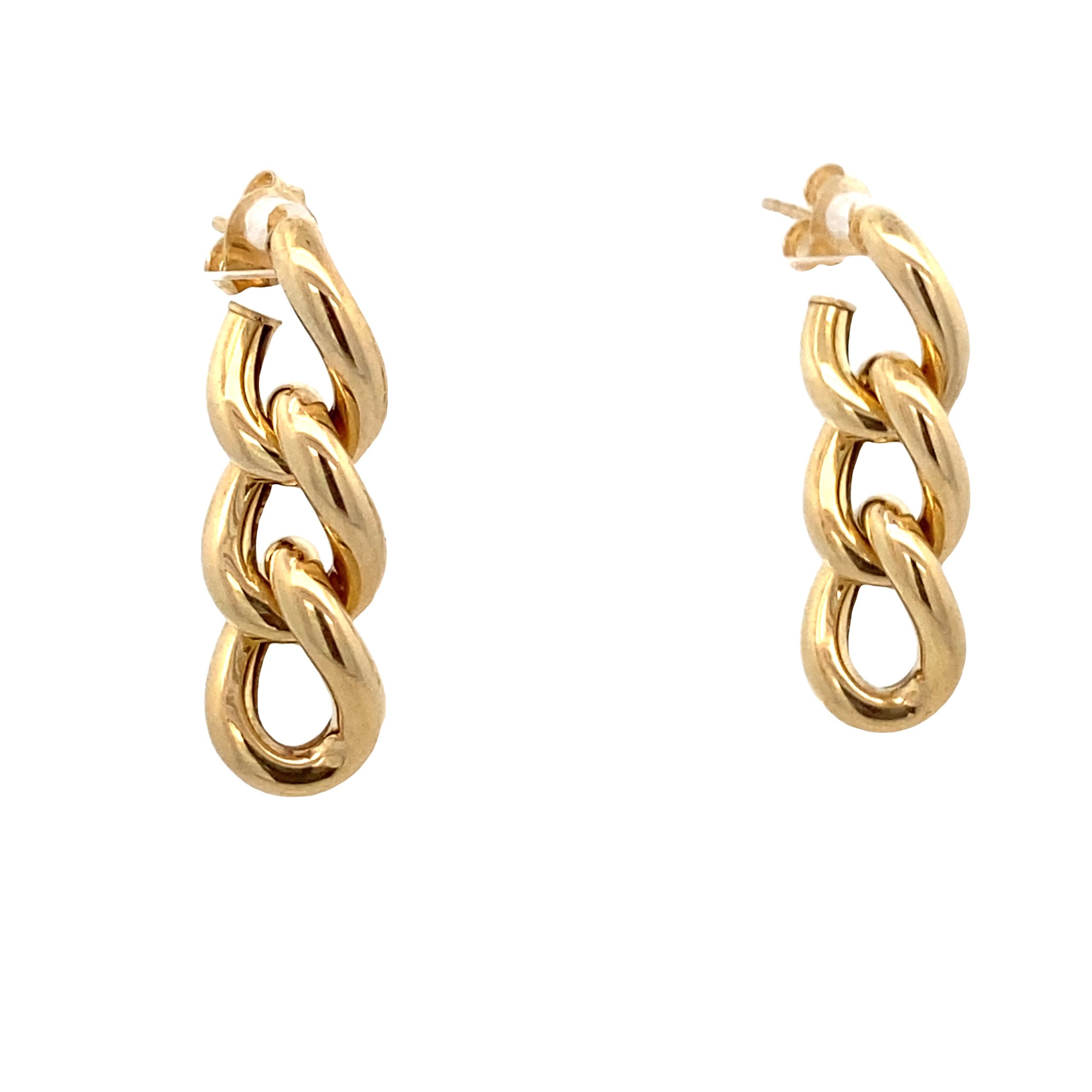 14K White Chain Link Earrings