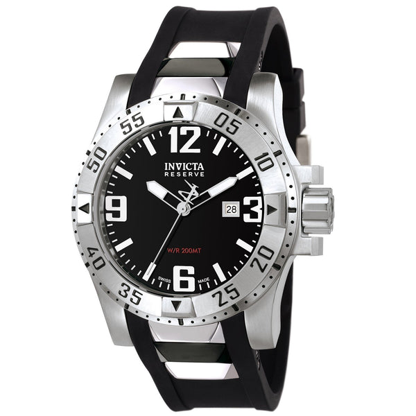 Invicta Men's 6252 Excursion Reserve Black and Silver Inserts Polyurethane Watch