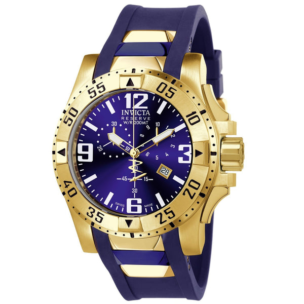 Invicta Men's 6266 Excursion Reserve Chronograph Blue and Gold-tone Inserts Polyurethane Watch