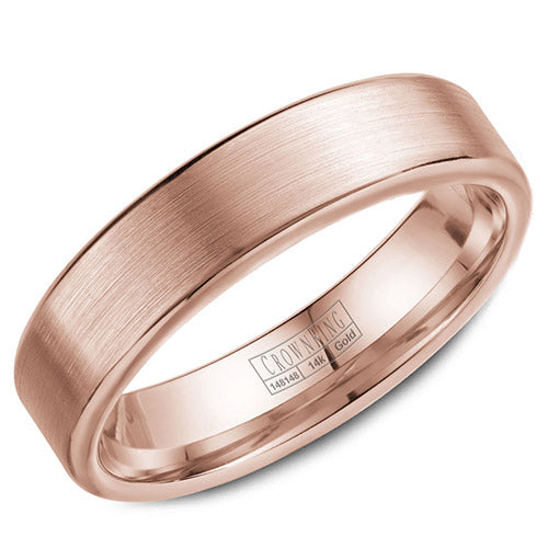 Crown Ring 14k Rose Gold Wedding Band - WB-9096R-M10