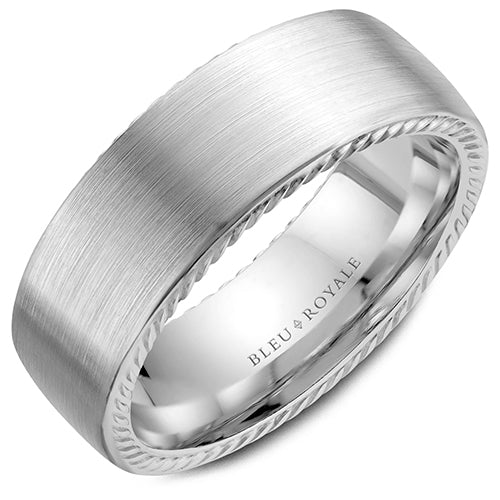 Bleu Royale 14K White Gold Men's Wedding Band- RYL-065W8-M10