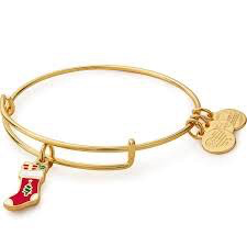Christmass Stocking Charm Bangle Bracelet (Shiny Gold)