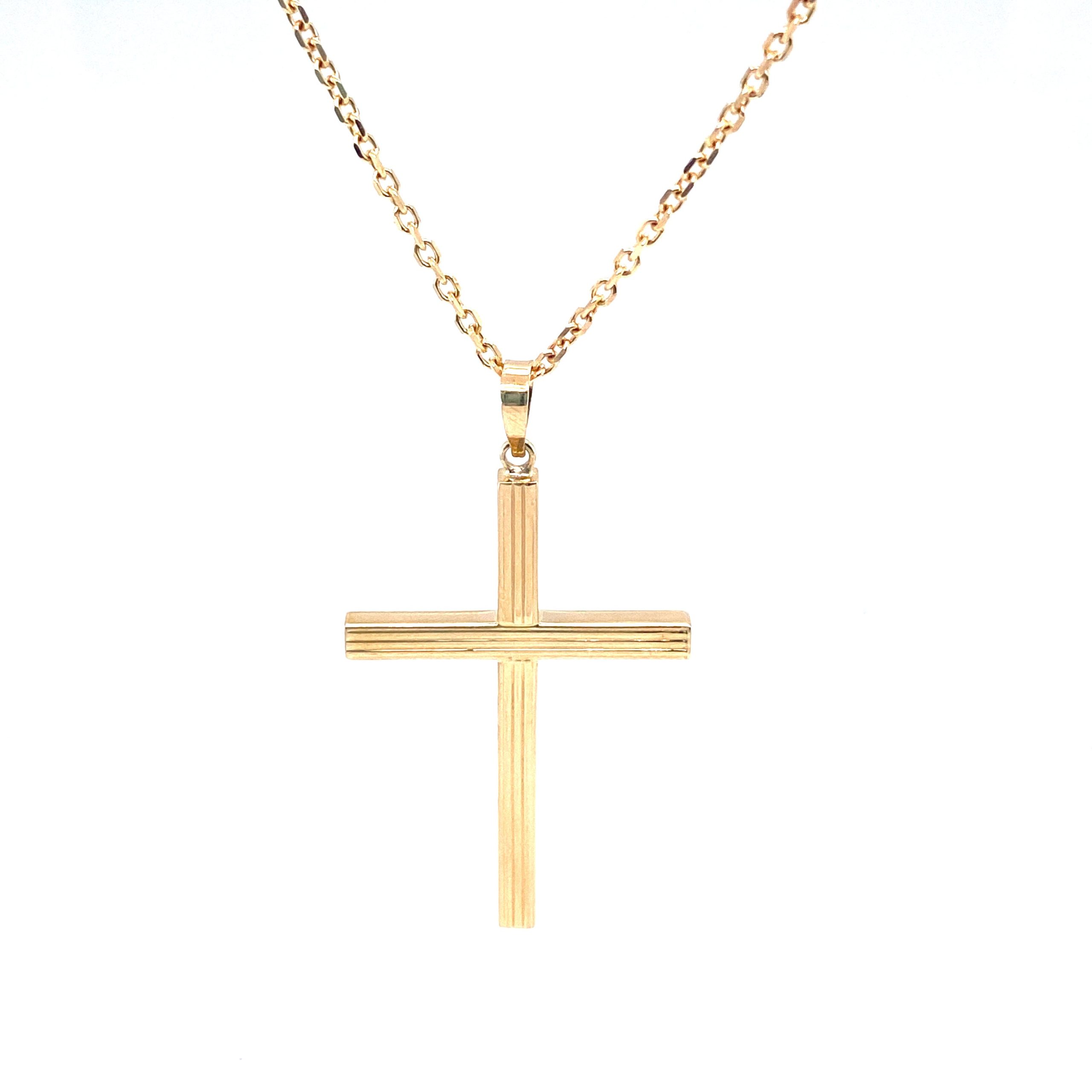 14K Cross Stripe Pendant