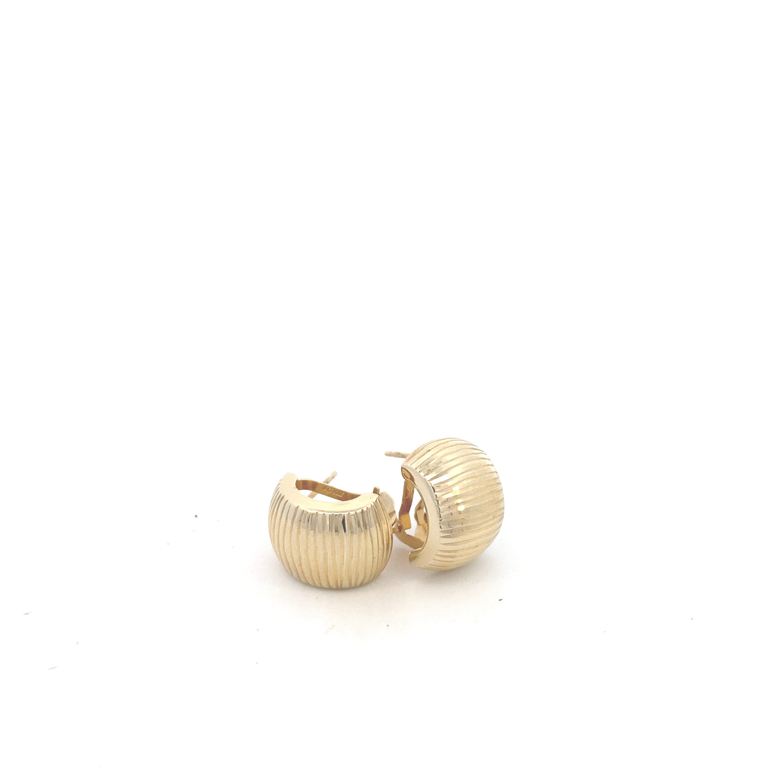 14K Gold Lines Huggies Earrings