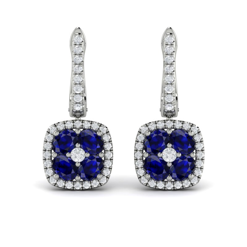 18K White Gold Adella Cushion Diamond & Multi-Sapphire Earrings