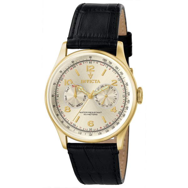 Invicta Men's 6750 Vintage Multi-Function Black Leather Watch