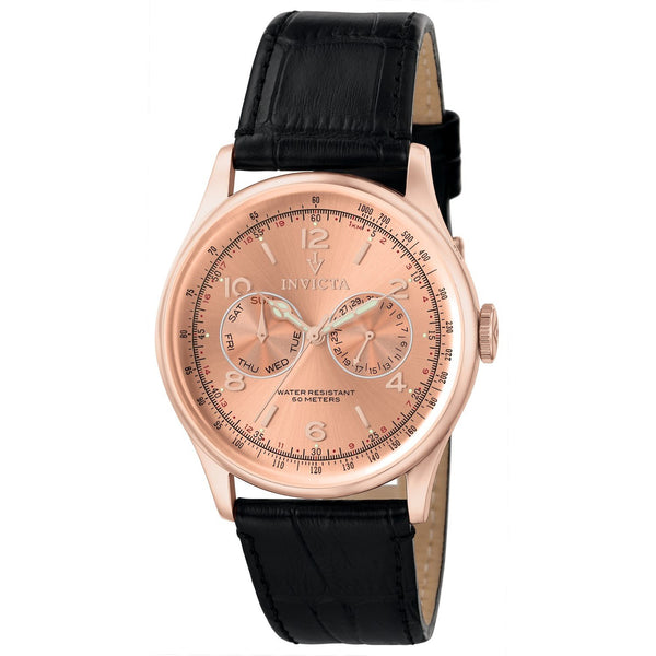 Invicta Men's 6752 Vintage Multi-Function Black Leather Watch