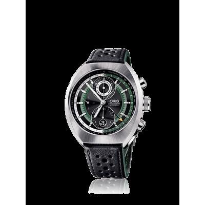 Oris Men's 67776194154LSBLK Chronoris Chronograph Black Leather Watch