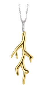 Milano silver pendant luxurious coral.STERLING SILVER GOLD PLATED