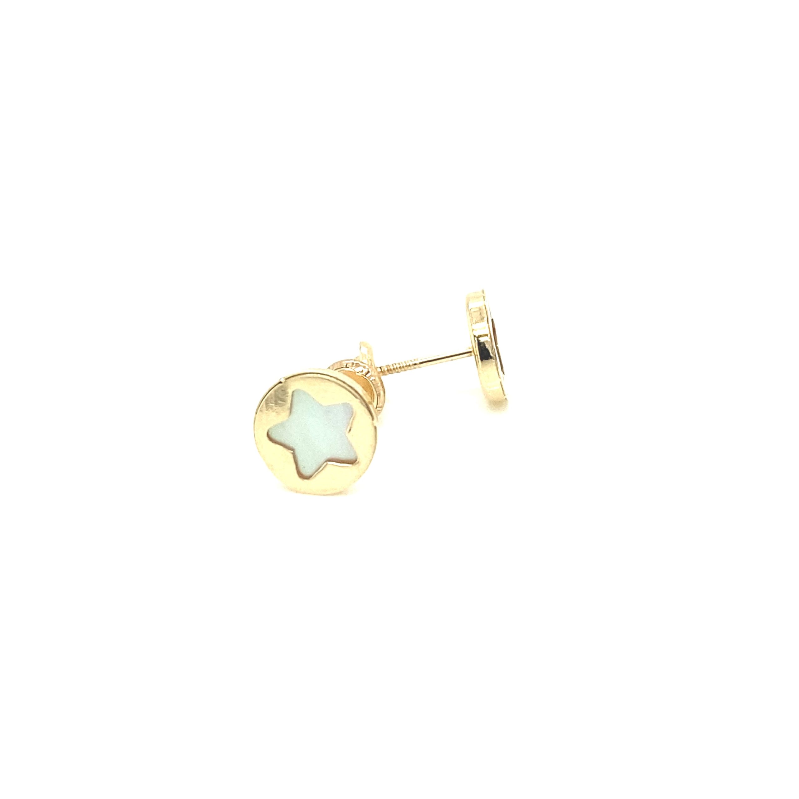 14K GOLD CIRCLE MOTHER PEARL STAR CENTER