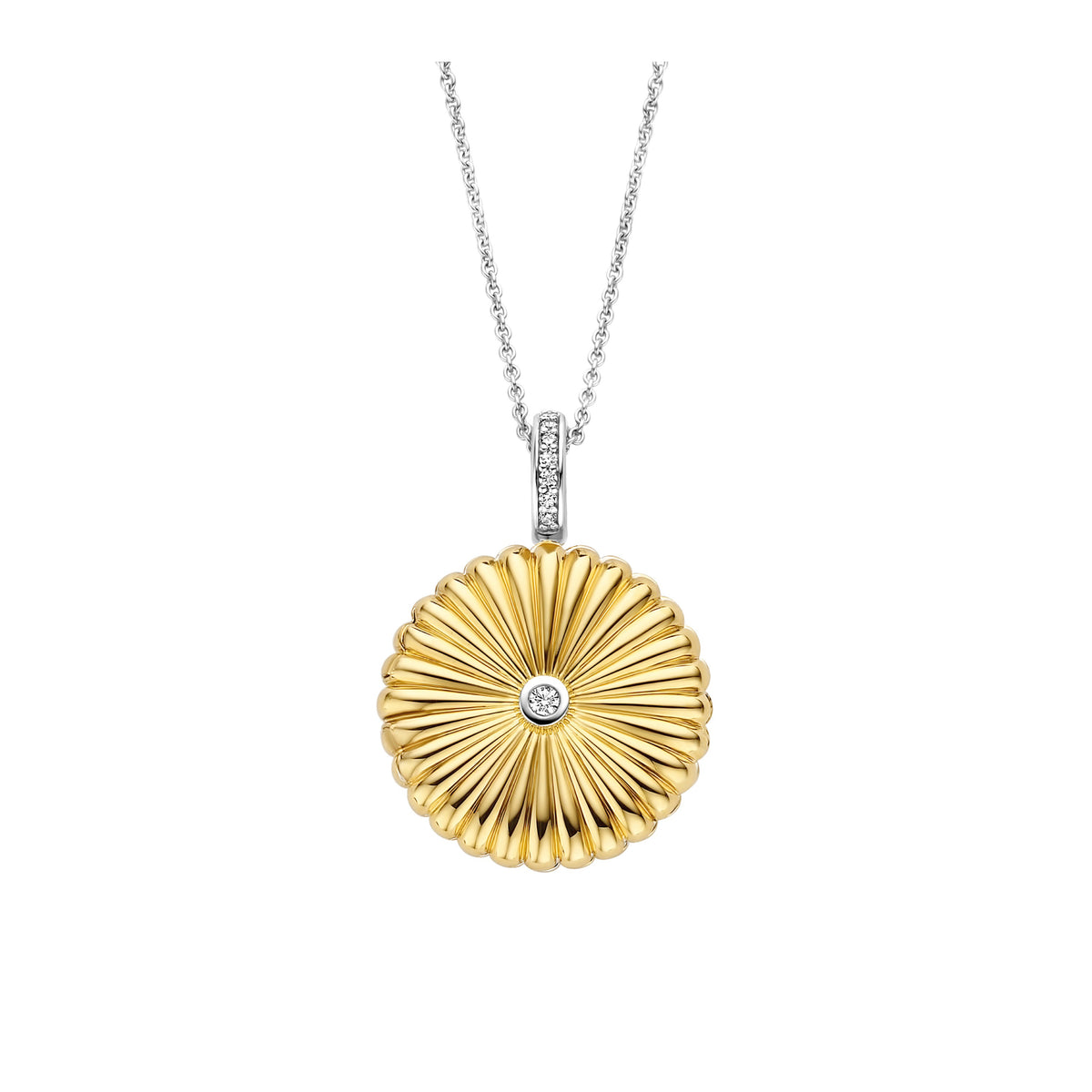 Tisento Milano Sterling Silver gold plated Zirconia white yellow gold platedPendant