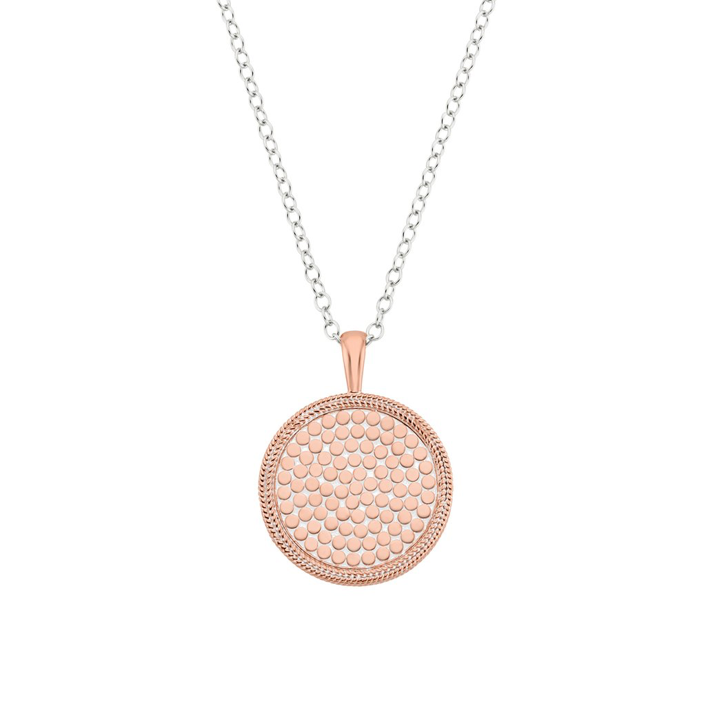 Reversible Medallion Pendant Necklace (Rose-Gold/Silver)