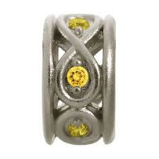 Sparkling Citrine Eternity Charm (Silver/Yellow)