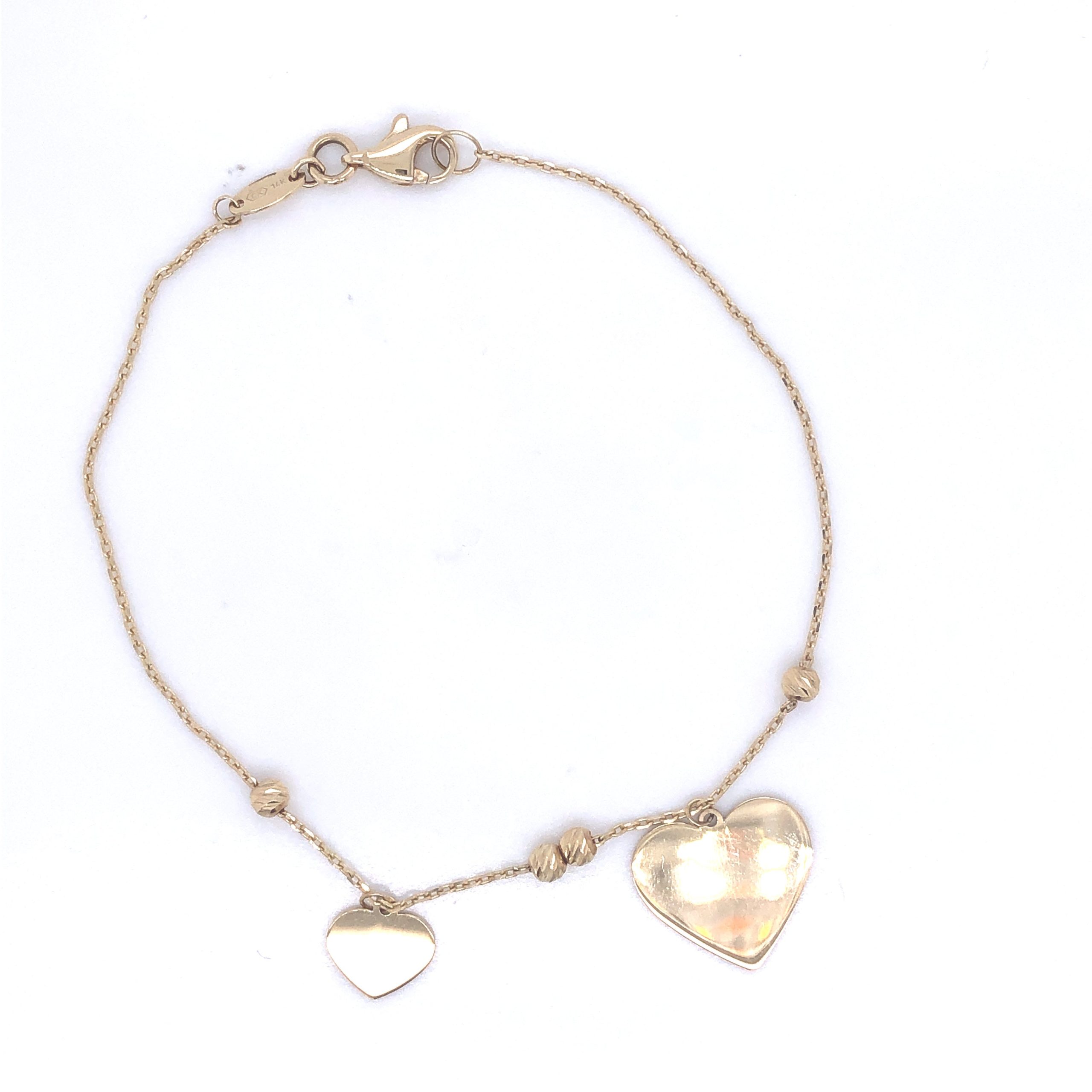 Two Hearts 14k Gold Bracelet
