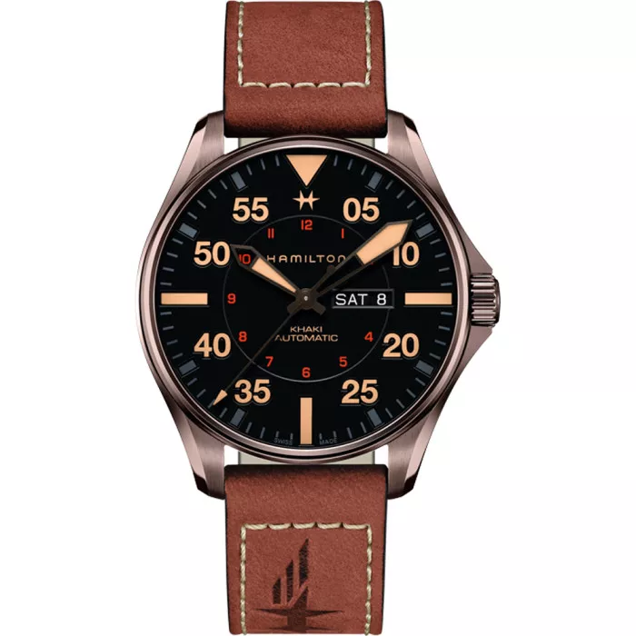 Hamilton® Analogue 'Khaki Aviation Pilot Day Date' Men's Watch H64705531