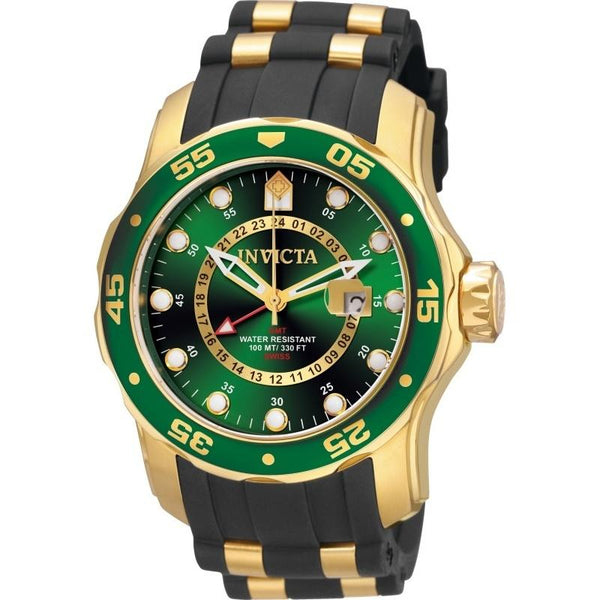 Invicta Men's 6994 Pro Diver Diver GMT Black and Gold-Tone Inserts Polyurethane and Stainless Steel Watch