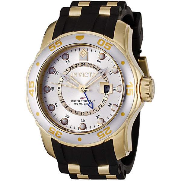 Invicta Men's 6995 Pro Diver GMT Black and Gold-Tone Polyurethane and Stainless Steel Watch