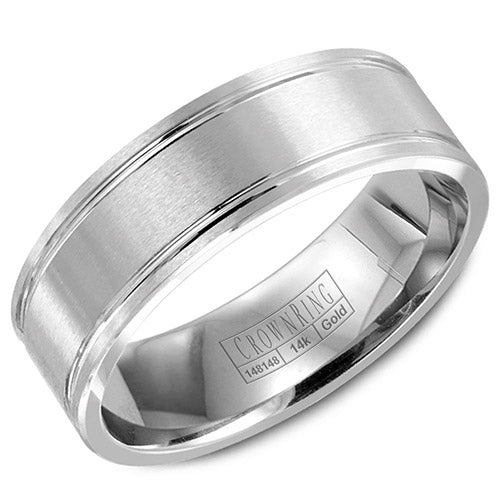 Crown Ring 14k White Gold Wedding Band - WB-9086- M10