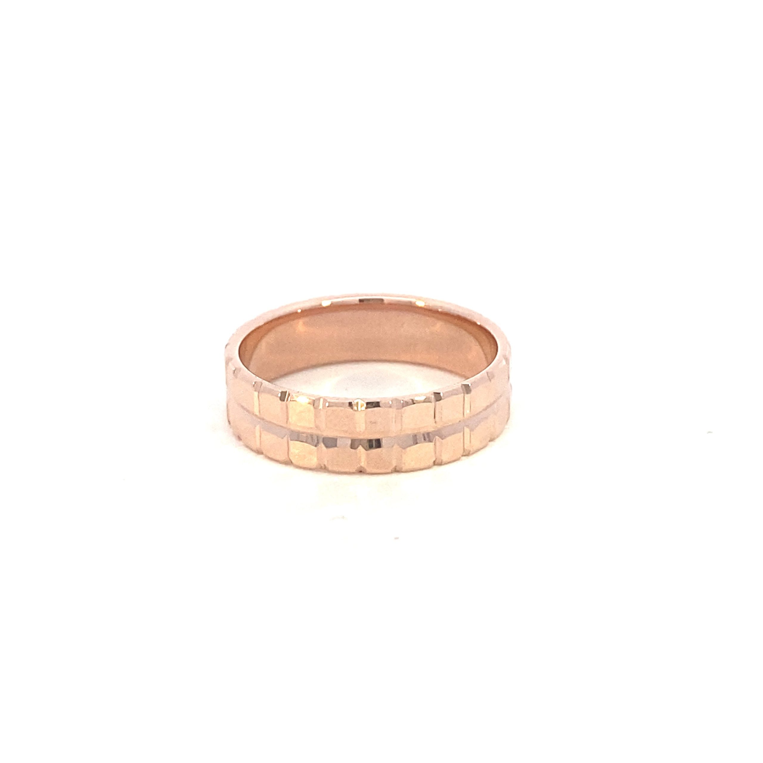 14K Rose Gold Cut Diamond Square Wedding Band